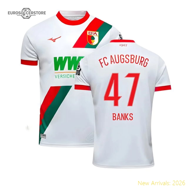 2025-2026 FC Augsburg Home Shirt (Banks 47)-Football Shirts Shop