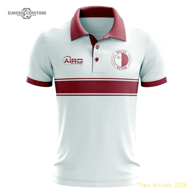 Malta Concept Stripe Polo Shirt (White)-Football Shirts Shop
