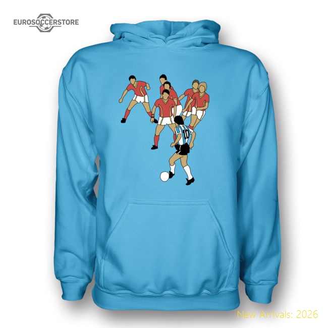 Diego Maradona Goal Of Century Hoody (sky)-Football Shirts Shop