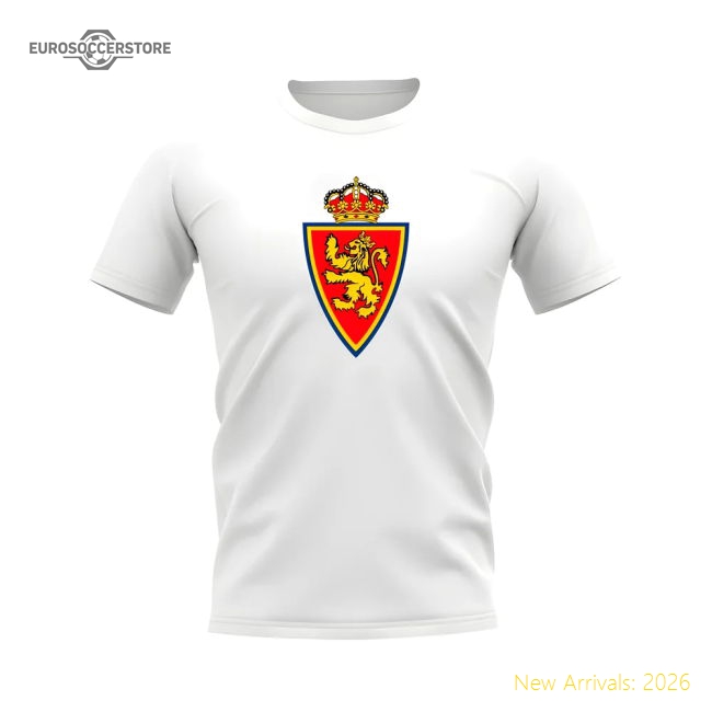 Real Zaragoza Badge T-Shirt (White)-Football Shirts Shop