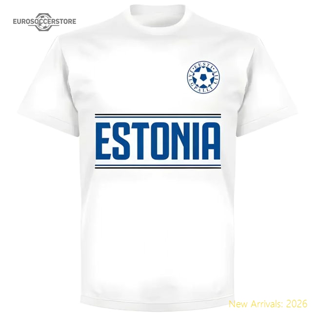 Estonia Team T-Shirt - White-Football Shirts Shop