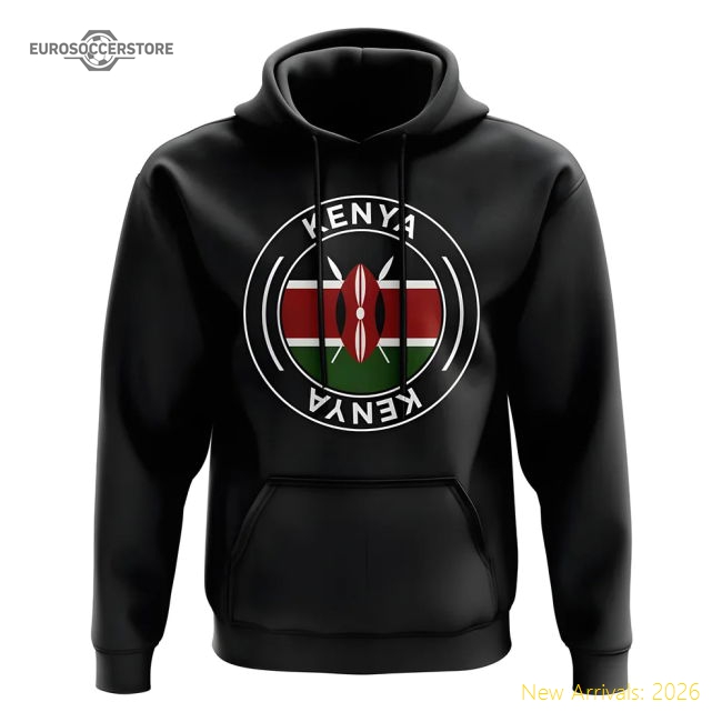 Kenya Football Badge Hoodie (Black)-Football Shirts Shop