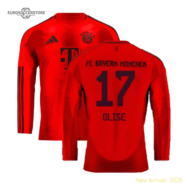 2024-2025 Bayern Munich Long Sleeve Home Shirt (Olise 17)-Football Shirts Shop