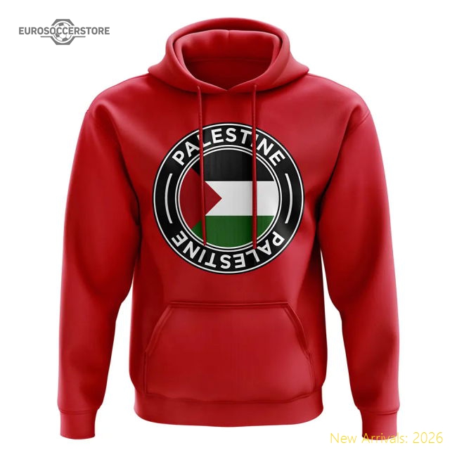 Palestine Football Badge Hoodie (Red)-Football Shirts Shop