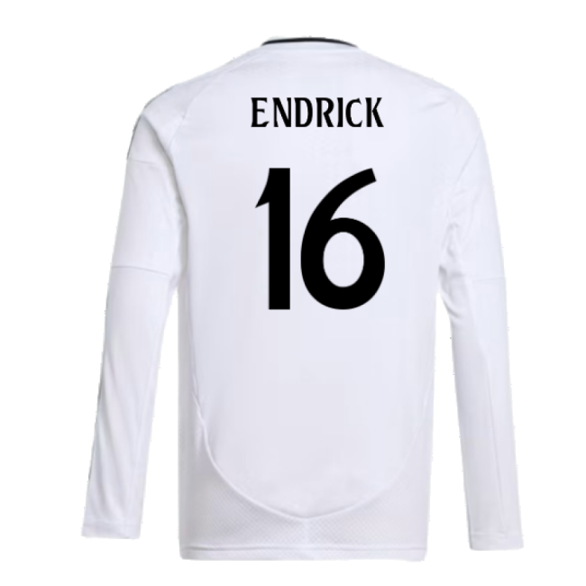 2024-2025 Real Madrid Long Sleeve Home Shirt (Kids) (Endrick 16)-Football Shirts Shop