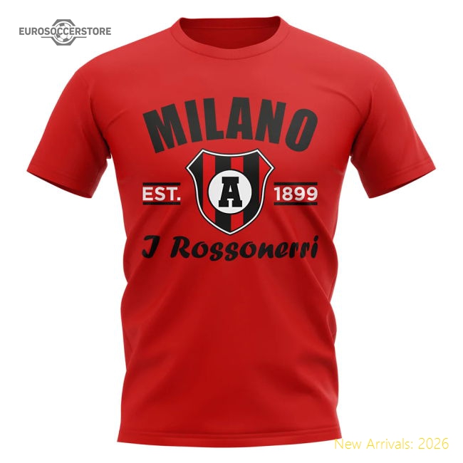 Ac Milan Established Football T-Shirt (Red)-Football Shirts Shop