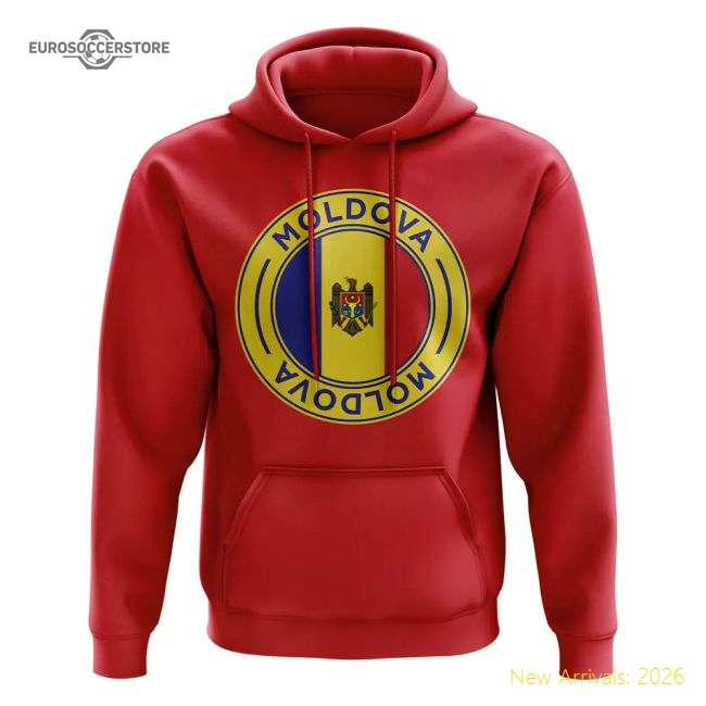 Moldova Football Badge Hoodie (Red)-Football Shirts Shop