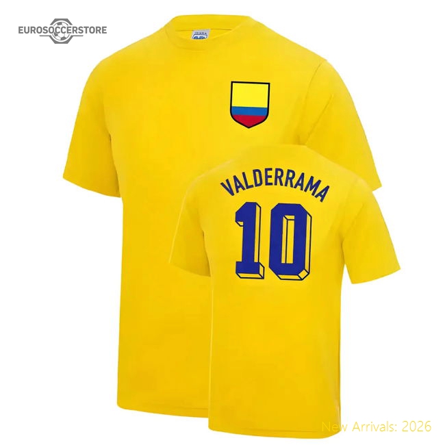 Carlos Valderrama Colombia World Cup Football T Shirt - Yellow-Football Shirts Shop