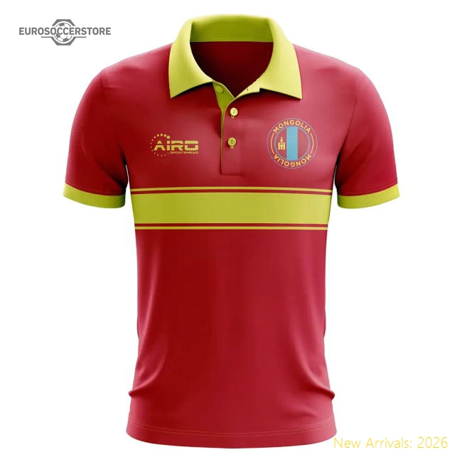 Mongolia Concept Stripe Polo Shirt (Red)-Football Shirts Shop