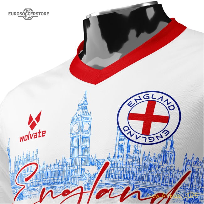 England Heritage Football Jersey White/Red (Wolvate) Adult Short Sleeve-Football Shirts Shop
