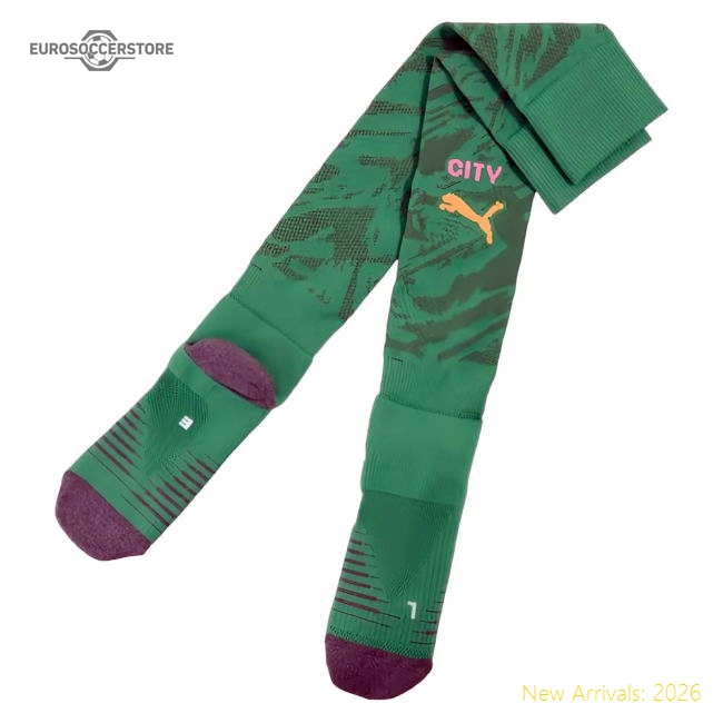 2025-2026 Man City Goalkeeper Away Socks (Green)-Football Shirts Shop