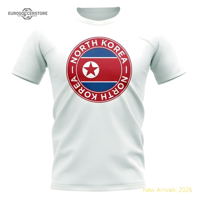 North Korea Football Badge T-Shirt (White)-Football Shirts Shop