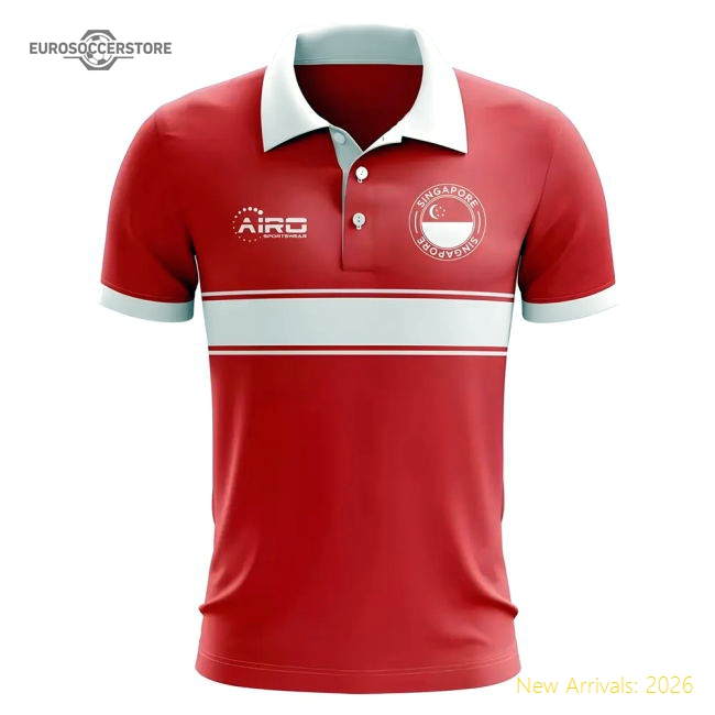 Singapore Concept Stripe Polo Shirt (Red)-Football Shirts Shop