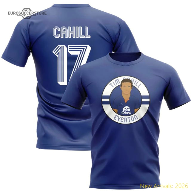 Tim Cahill Everton Illustration T-Shirt (Blue)-Football Shirts Shop