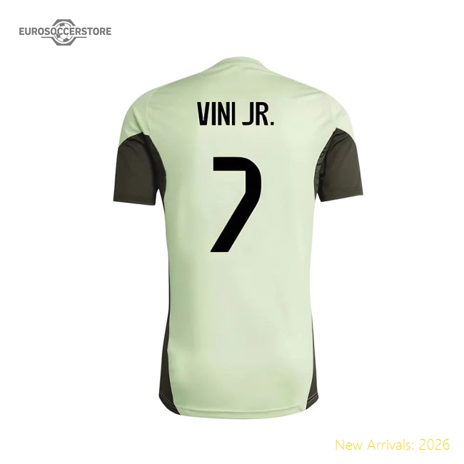 2025-2026 Real Madrid Training Tee (Almost Lime) - Kids (Vini Jr. 7)-Football Shirts Shop