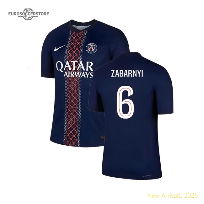 2025-2026 PSG Home Dri-Fit ADV Authentic Shirt (Zabarnyi 6)-Football Shirts Shop