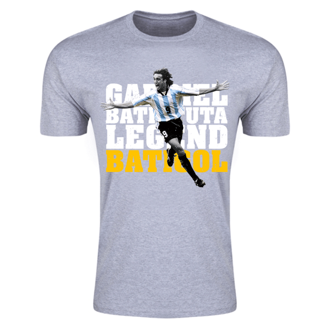 Gabriel Batistuta Argentina Legend T-Shirt (Grey)-Football Shirts Shop