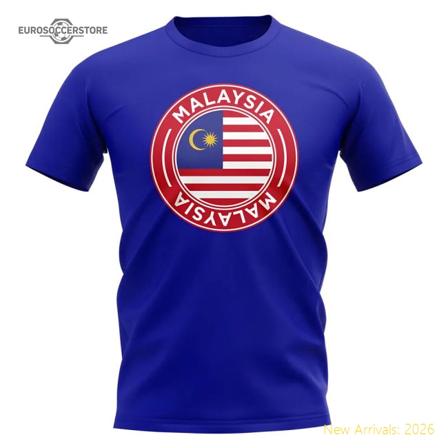Malaysia Football Badge T-Shirt (Royal)-Football Shirts Shop