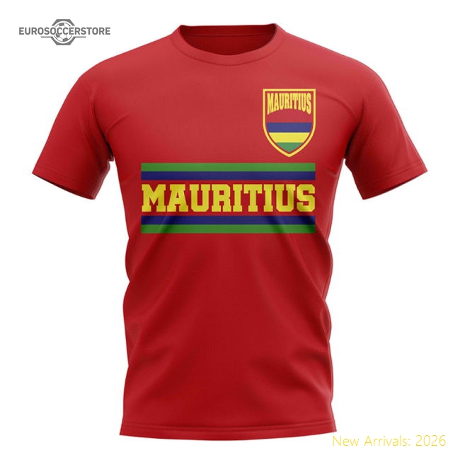 Mauritius Core Football Country T-Shirt (Red)-Football Shirts Shop