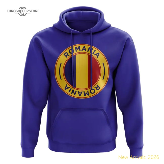 Romania Football Badge Hoodie (Royal)-Football Shirts Shop