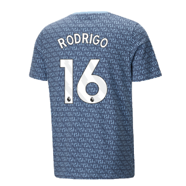 2024-2025 Man City ftblCulture Tee AOP (Navy) - Kids (Rodrigo 16)-Football Shirts Shop