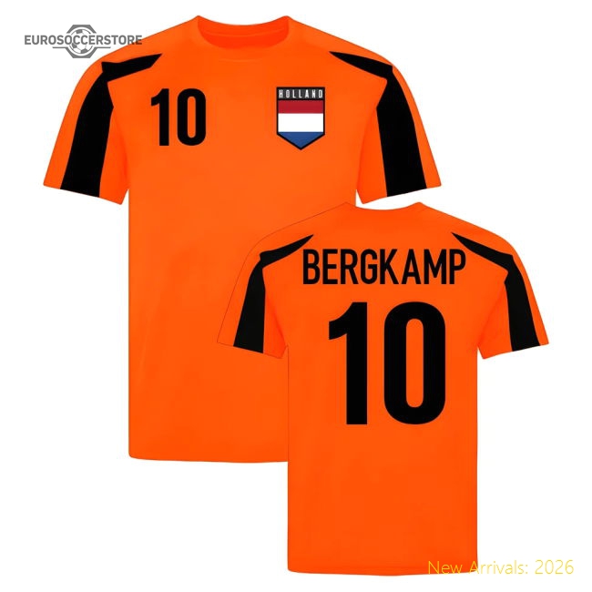 Holland Sports Training Jersey (Orange-Black) (Bergkamp 10)-Football Shirts Shop
