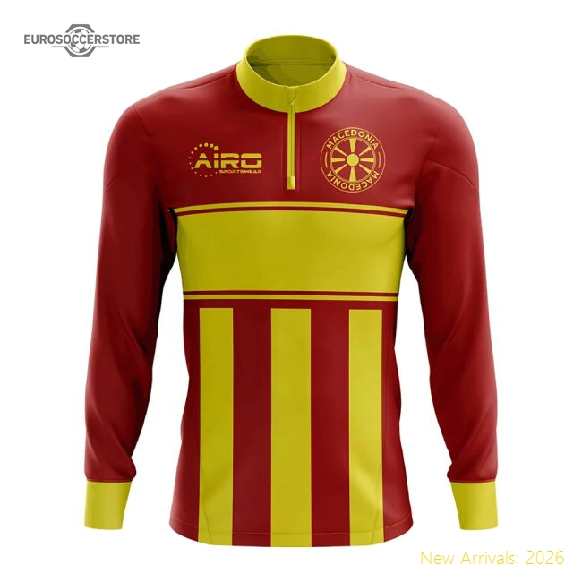 Macedonia Concept Football Half Zip Midlayer Top (Red-Yellow)-Football Shirts Shop