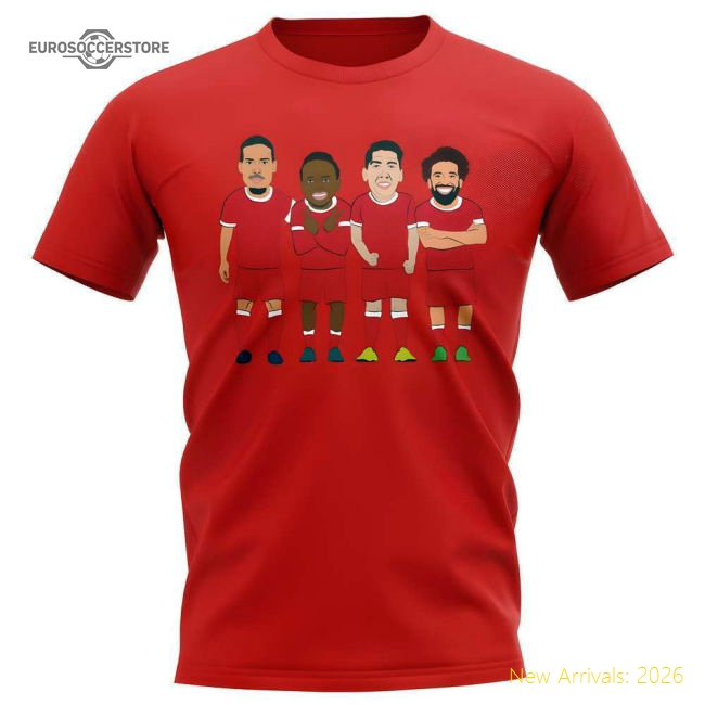 Liverpool Players Illustration T-Shirt (Red)-Football Shirts Shop