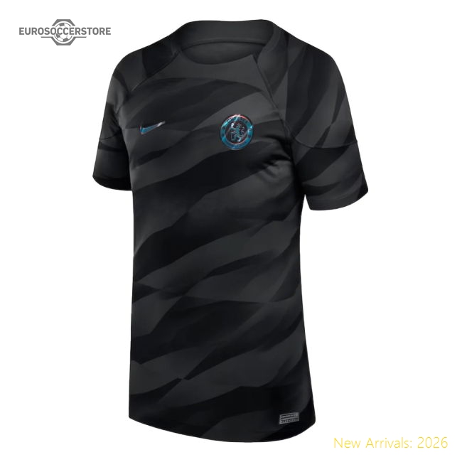 2023-2024 Chelsea Home Goalkeeper Shirt (Black) - Kids (Your Name)-Football Shirts Shop