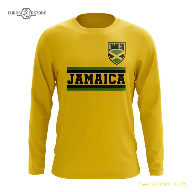 Jamaica Core Football Country Long Sleeve T-Shirt (Yellow)-Football Shirts Shop