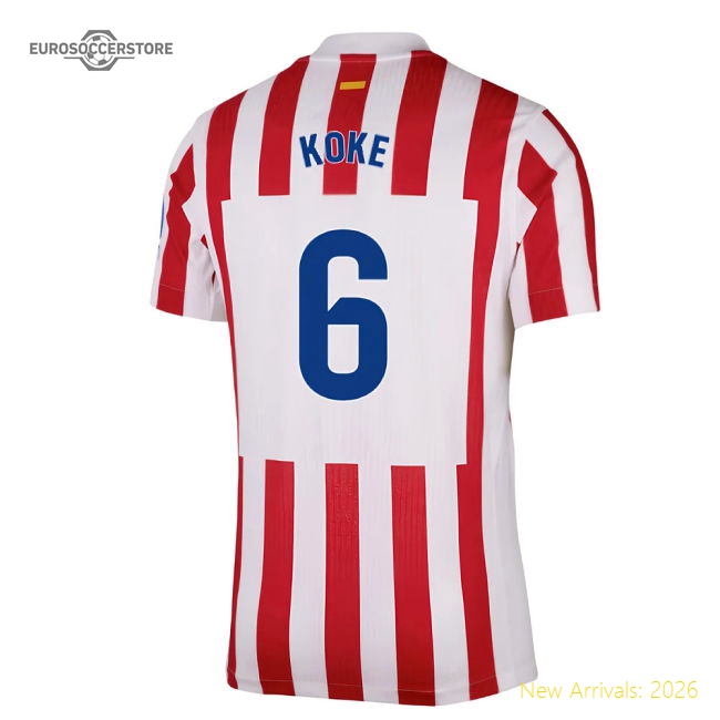 2025-2026 Atletico Madrid Home Authentic Shirt (Koke 6)-Football Shirts Shop