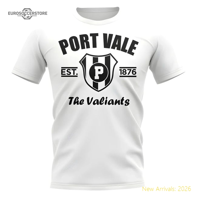 Port Vale Established Football T-Shirt (White)-Football Shirts Shop