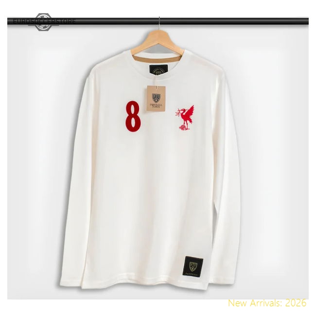 Steven Gerrard The Bird White 8 Long Sleeves-Football Shirts Shop