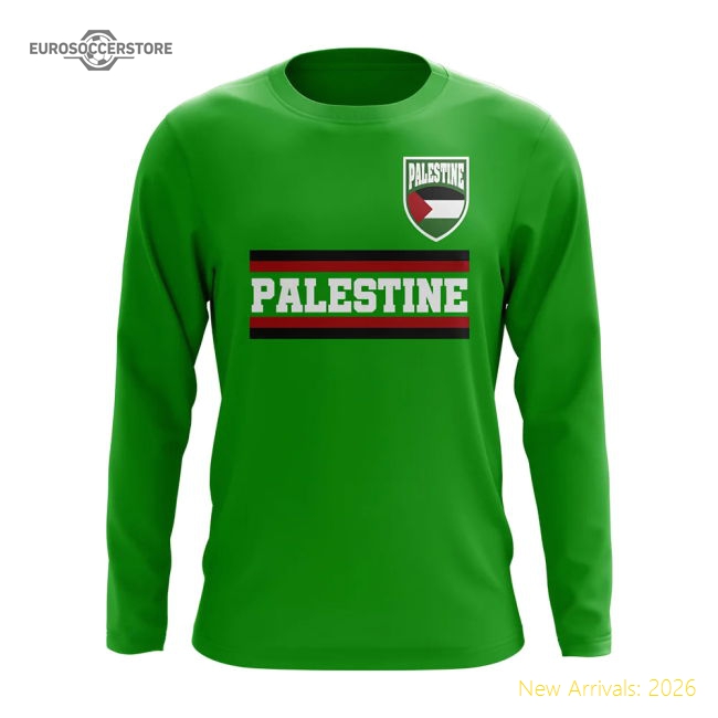 Palestine Core Football Country Long Sleeve T-Shirt (Green)-Football Shirts Shop