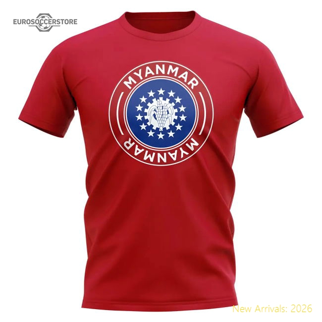 Myanmar Football Badge T-Shirt (Red)-Football Shirts Shop