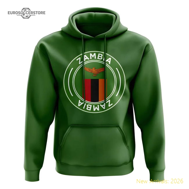Zambia Football Badge Hoodie (Green)-Football Shirts Shop