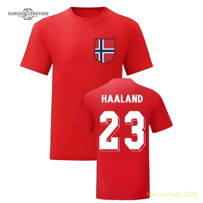 Erling Braut Haaland Norway National Hero Tee (Red)-Football Shirts Shop