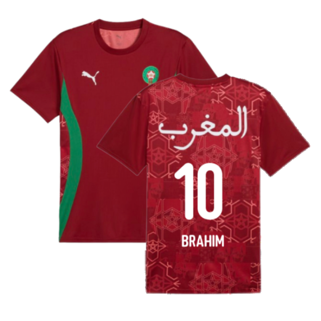 2024-2025 Morocco Prematch SS Jersey (Red) (Brahim 10)-Football Shirts Shop