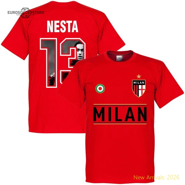 AC Milan Nesta 13 Gallery Team T-Shirt - Red-Football Shirts Shop