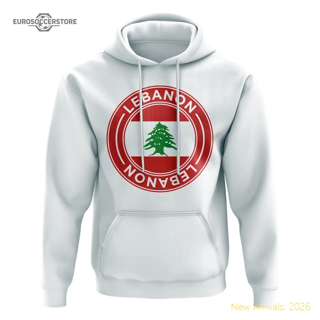 Lebanon Football Badge Hoodie (White)-Football Shirts Shop
