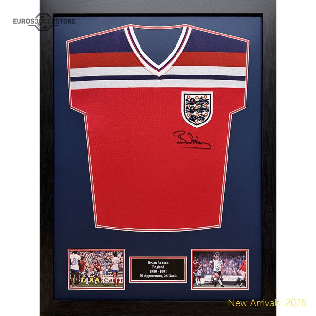 England FA 1982 Robson Signed Shirt (Framed)-Football Shirts Shop