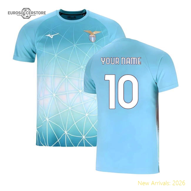 2025-2026 Lazio Pre Match Shirt (Azure Blue) (Your Name)-Football Shirts Shop