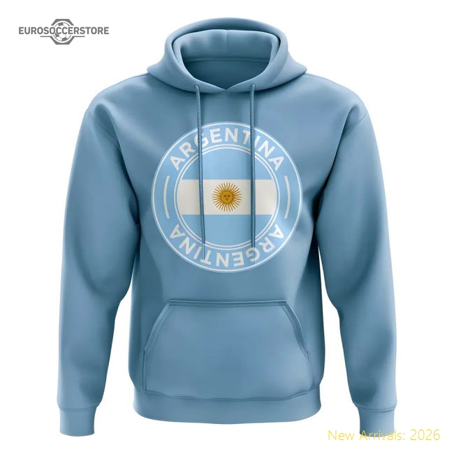 Argentina Football Badge Hoodie (Sky)-Football Shirts Shop