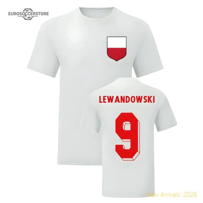 Robert Lewandowski Poland National Hero Tee (White)-Football Shirts Shop