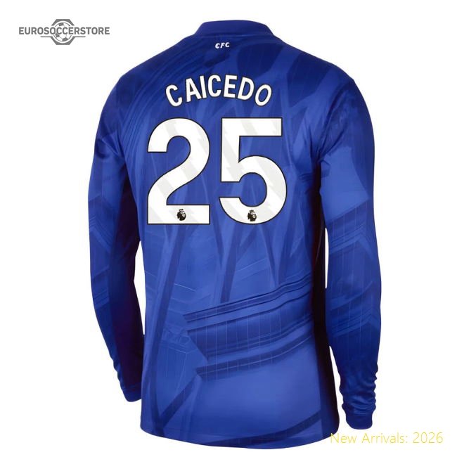 2025-2026 Chelsea Home Long Sleeve Shirt (Caicedo 25)-Football Shirts Shop