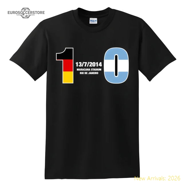 Germany 1 Argentina 0 T-Shirt (Black)-Football Shirts Shop