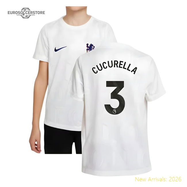 2025-2026 Chelsea Pre-Match Shirt (White) - Kids (Cucurella 3)-Football Shirts Shop