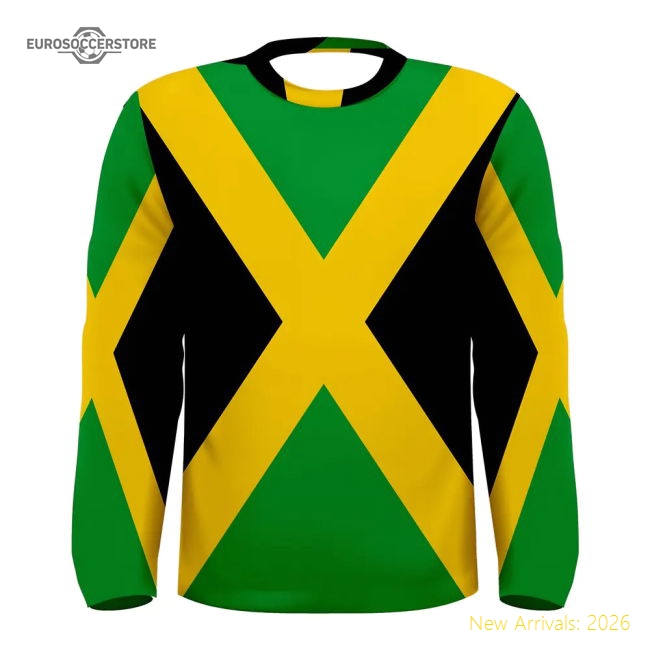 Jamaica Flag Long Sleeve Sublimated Sports Jersey-Football Shirts Shop