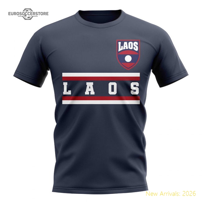 Laos Core Football Country T-Shirt (Navy)-Football Shirts Shop