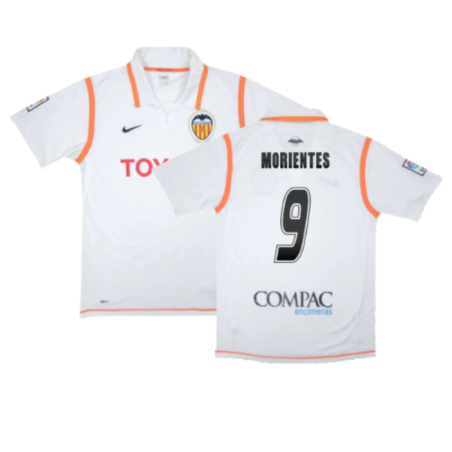Valencia 2007-08 Home Shirt ((Excellent) S) (Morientes 9)-Football Shirts Shop